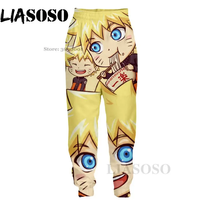 LIASOSO 3d принт унисекс Для мужчин Для женщин Пот Штаны аниме Uzumaki Naruto милые лица Повседневное Harajuku тренировочные штаны джоггеры Штаны X0324