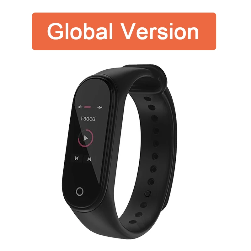 Global Version Глобальная версия Xiaomi mi Band 4 Фитнес пульсометр Смарт-часы 0,9" AMOLED цветной сенсорный экран mi band 4 мгновенное сообщение 135 мАч - Цвет: Global Version