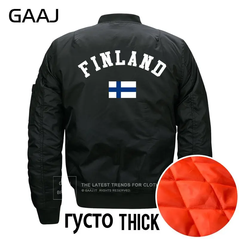 GAAJ принтом флаг Финляндии куртки Для мужчин с круглым вырезом теплая куртка 6XL 7XL 8XL флис пилота модная куртка военного фасона Водонепроницаемый - Цвет: Thick Black