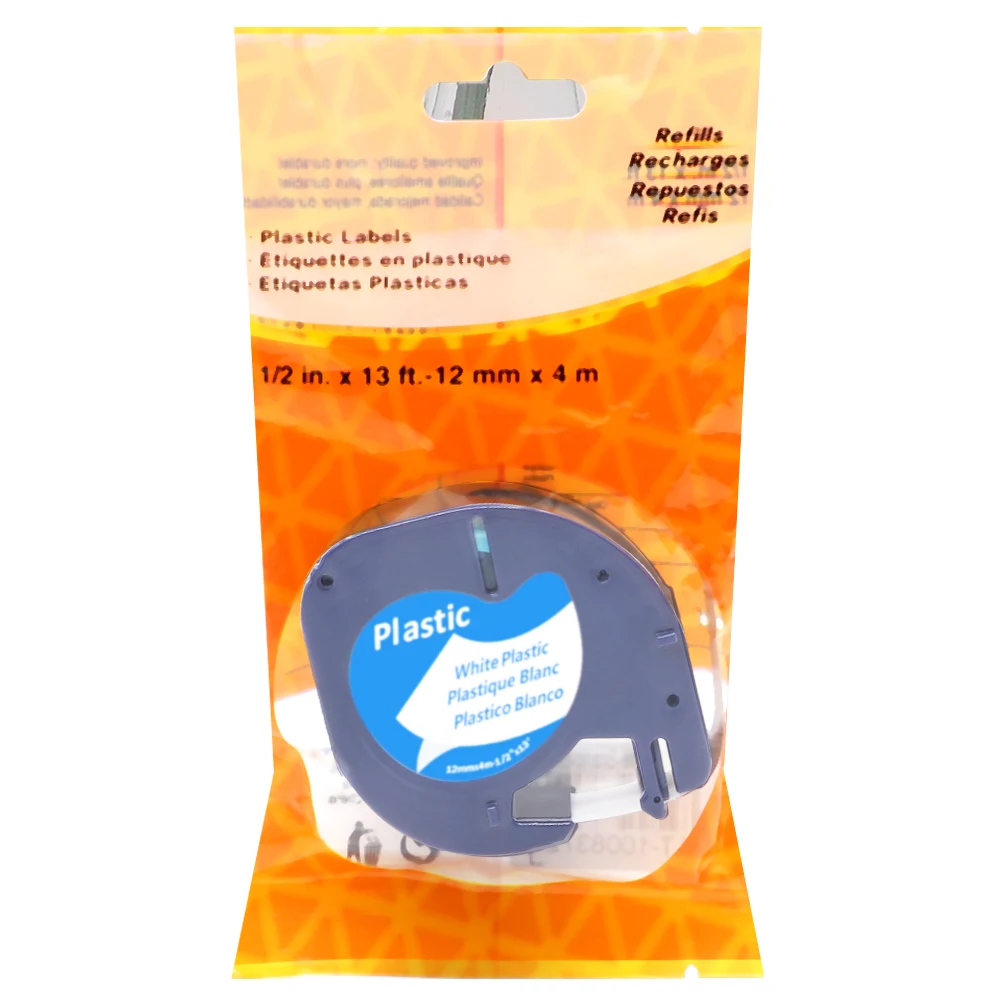 4 Packs Compatible 91201 DYMO LetraTag Tape 91221 91331 Black on White 12mm Plastic Label maker LT Printer 59422 | Компьютеры и офис