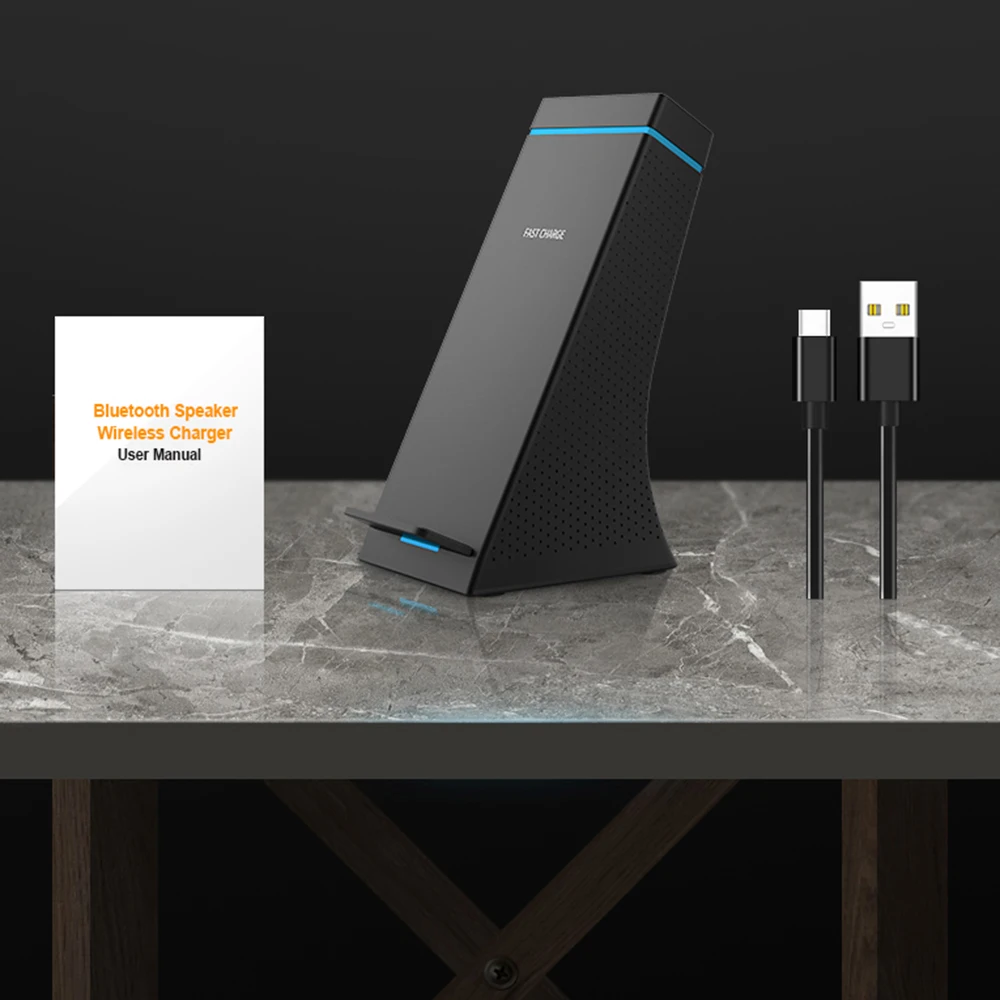 Bluetooth динамик с быстрой беспроводной зарядкой держатель подставка для телефона