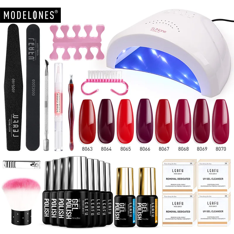 nail set Modelones 22 шт./лот набор инструментов для дизайна ногтей 48 Вт Светодиодная лампа для сушки ногтей Гель-лак маникюрные наборы базовое верхнее покрытие Электрическая Дрель Инструменты для ногтей - Цвет: nail set