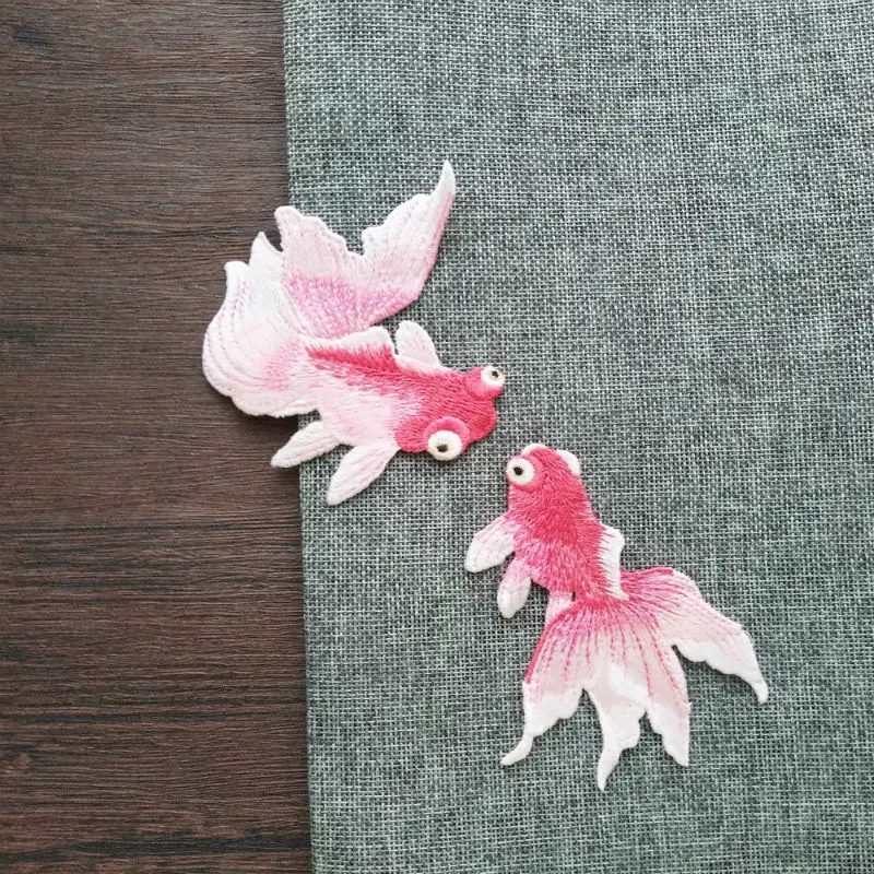 1 пара новинка аппликация в виде золотой рыбы вышитые нашивки милой для одежды