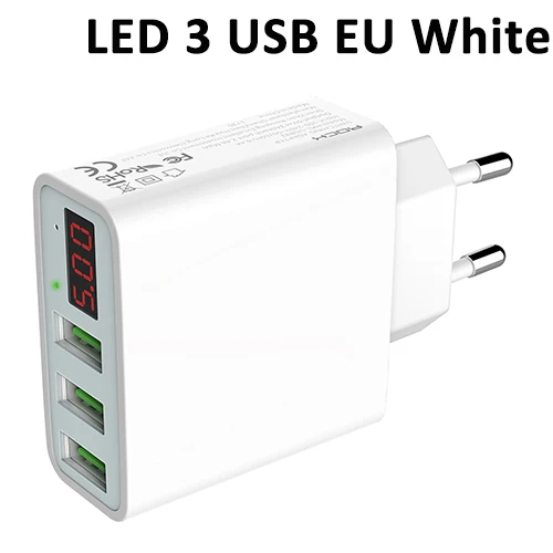 ЕС Usb зарядное устройство 3 порта светодиодный дисплей быстрое зарядное устройство разъем для iPhone samsung Xiaomi huawei стены путешествия умный настольный телефон зарядное устройство s - Тип штекера: EU white 3 LED port