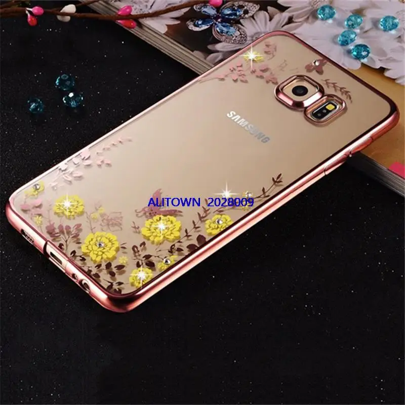 500 ШТ. Цветок Гальванических диаманта bling ясно мягкий чехол tpu для samsung galaxy s7 edge g9350