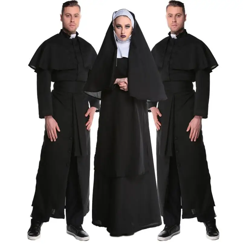 

New Adult Halloween Costume Mens Priest & Ladies Sister Nun Fancy Dress Religious Catholic Costume Outfit