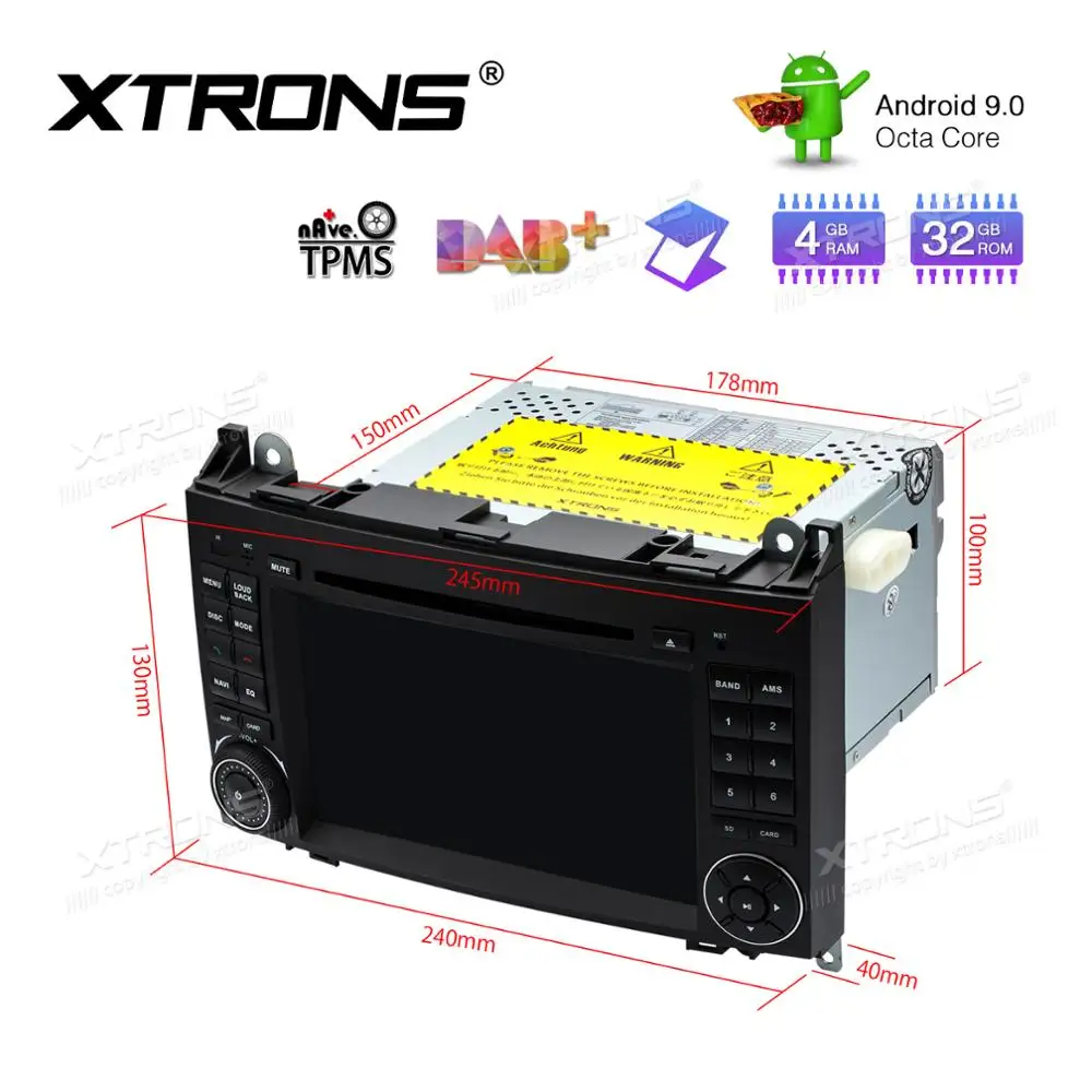 XTRONS 7 &quotAndroid 9 0 Восьмиядерный автомобильный dvd плеер для Mercedes Benz W245 W169 Viano Vito W639