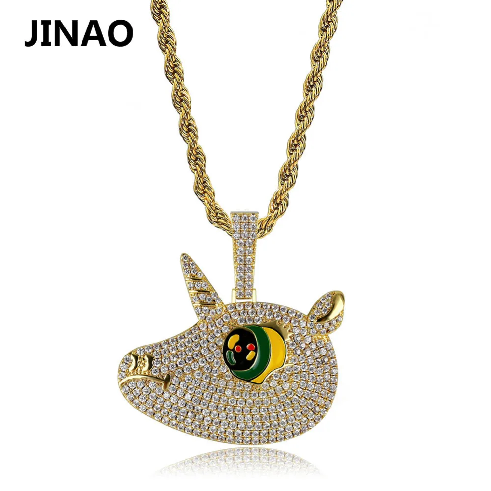 AAA льдом цепи модные единорог кулон 6ix9ine кубический циркон кулоны из нержавеющей