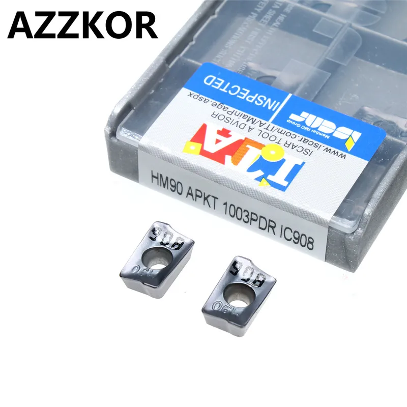 AZZKOR 10 шт. APKT1003PDER IC908 HM90 Внешний Обращаясь Инструмент Твердосплавные вставки