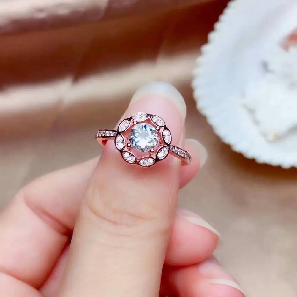 

Женские обручальные кольца shilovem, серебро 925 пробы, натуральные аквамариновые кольца, модные свадебные открытые кольца с новым растением 5*5 м...
