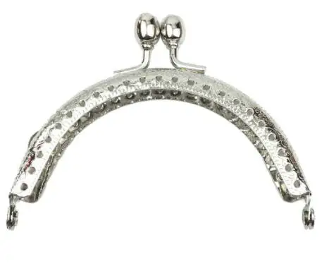 Silver 10 шт., 8,5 см, сумка в форме головы лотоса, застежка в виде поцелуя, античная бронза, полукруг, металлический узор, кошелек, рамка, аксессуары для сумок, AU811 - Цвет: Silver