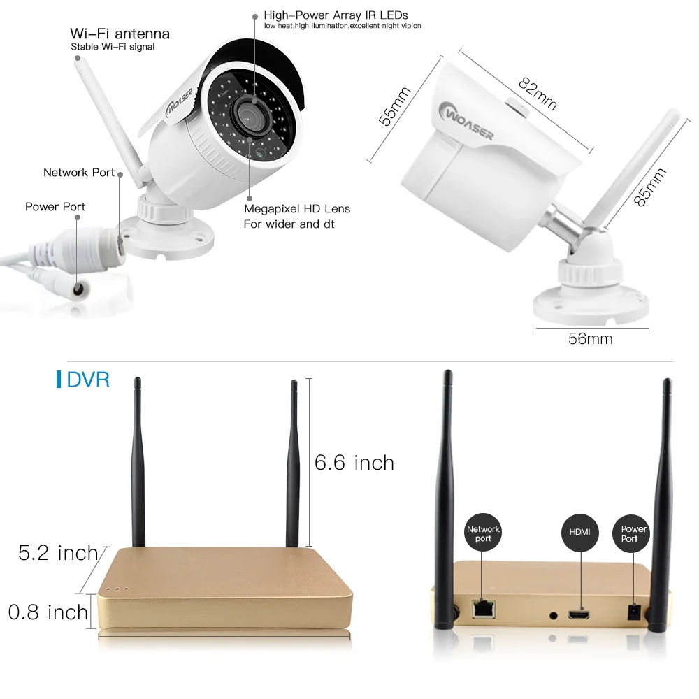 Woaser 4.0mp 4ch H.265 Беспроводной NVR комплект HD Открытый ИК Ночное Видение безопасности IP