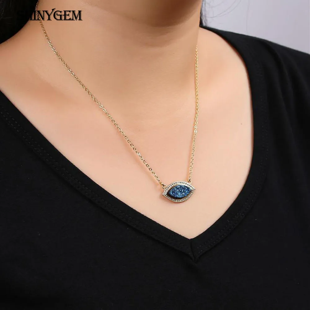 ShinyGem 2020 модные ожерелья с подвеской кристаллом и друзой от сглаза эффектные из