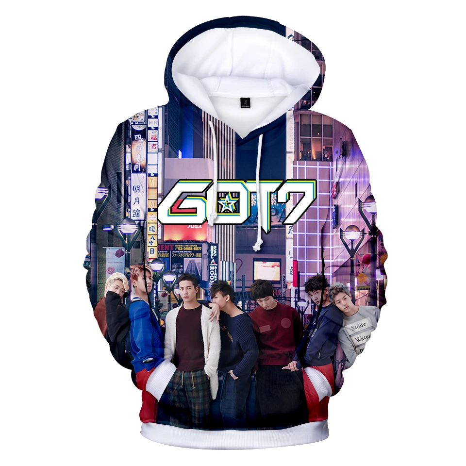 KPOP GOT7 одной и той же Стиль 3D толстовки для мальчиков мужчин Женская мода Длинные