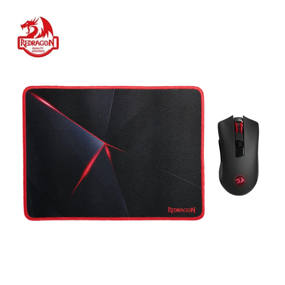 Redragon M652-BA, Беспроводная игровая мышь и коврик для мыши, комбо, 2,4G, беспроводные оптические мыши с usb-приемником, 2400 dpi и набор ковриков для мыши