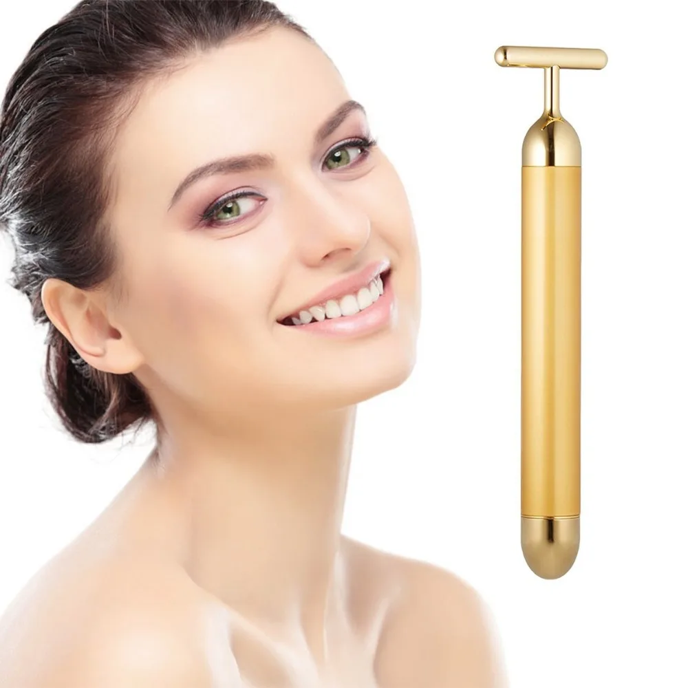 Beauty Bar 24 k золотой импульсный массажер для лица Т образная световая вывеска