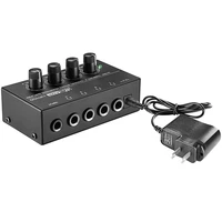 eu plugha400 ultra compact 4 channels mini audio stereo headphone amplifier with power adapter black