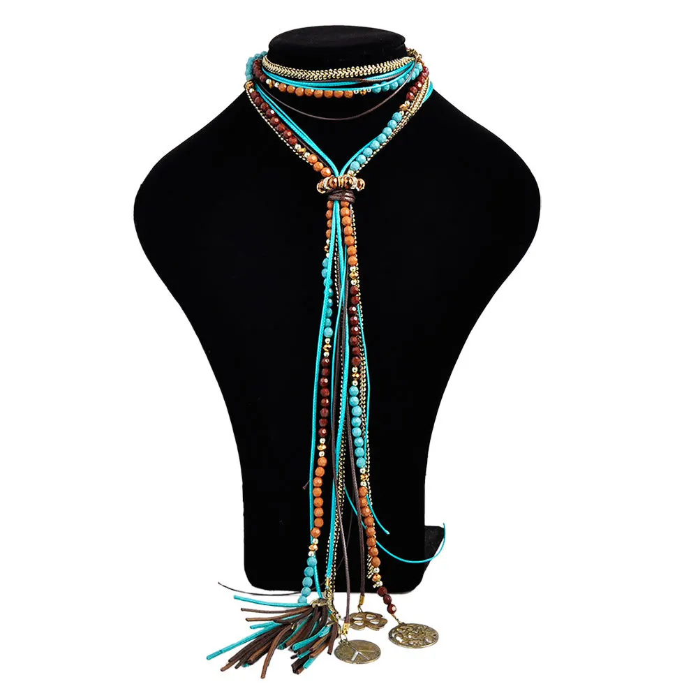 

The new trend of the metal measle fashion necklace jewelry super-long BLBL sweater chain tassel necklace