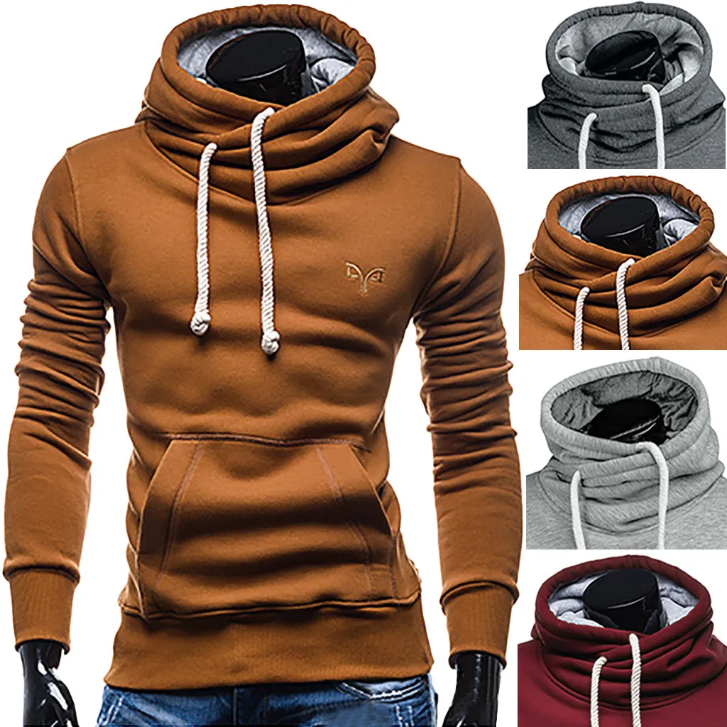 Модный мужской осенне зимний Повседневный пуловер с капюшоном и карманом 4 вида