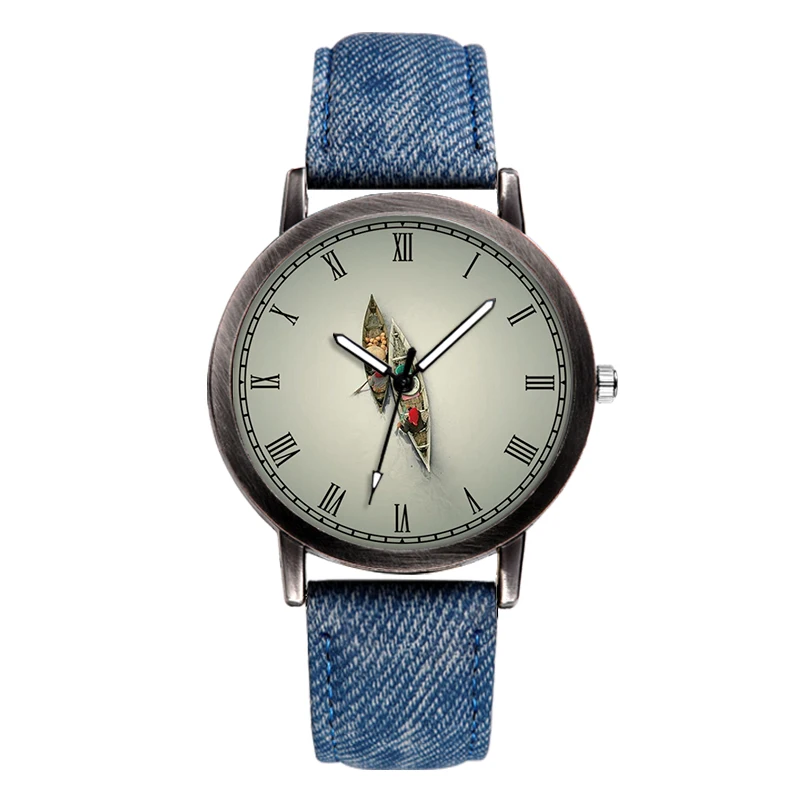 E-0011Wrist часы Для мужчин ретро Дизайн Relojes Hombre необычные женщин 3 цвета деним на пару