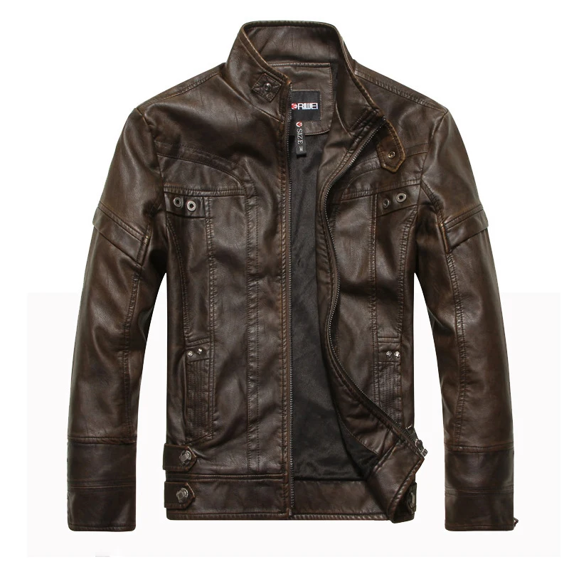 PU Leather Jacket Men Slim Fit Biker Coat Stand Collar 2019 Spring Autumn Casual for Male Plus Size HA055 | Мужская одежда