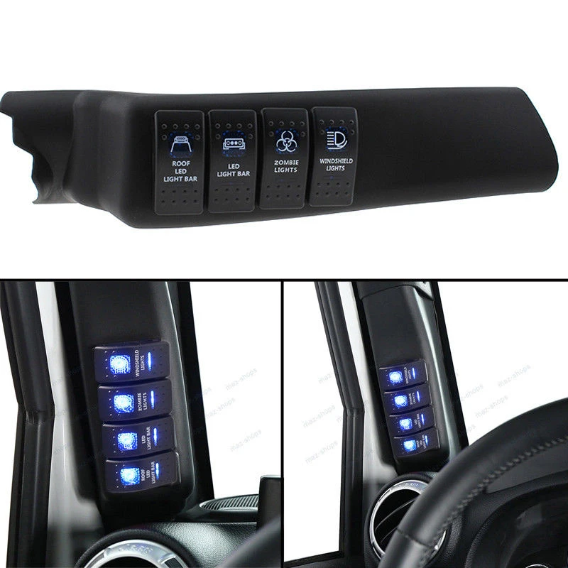 Черный с левой стороны-столб 4-переключатель Корпус Pod для Jeep Wrangler JK 2011