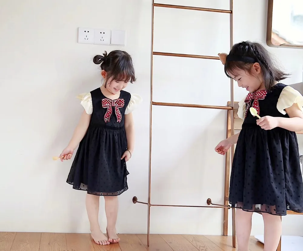 3T&amp6T baby girls summer fashion dress Knitted decorative upscale bow lovely Temperament clothes | Детская одежда и обувь