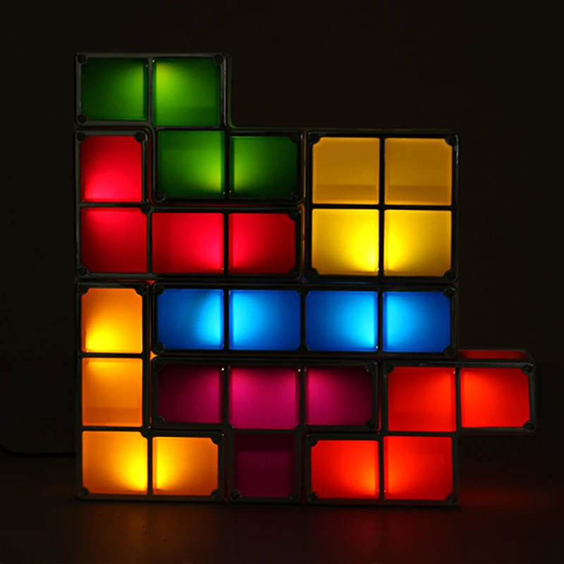 DIY Tetris Puzzle Light конструктор блок Штабелируемый светодиодный ночник настольная