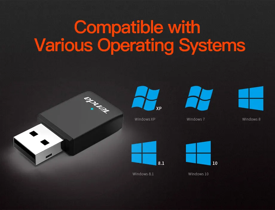 Tenda U9 AC650 Беспроводной двухдиапазонный авто-установка USB2.0 Мини Сетевой Адаптер 2,4G/5,0G Wi-Fi сетевой адаптер ПК с 11ac MU-MIMO
