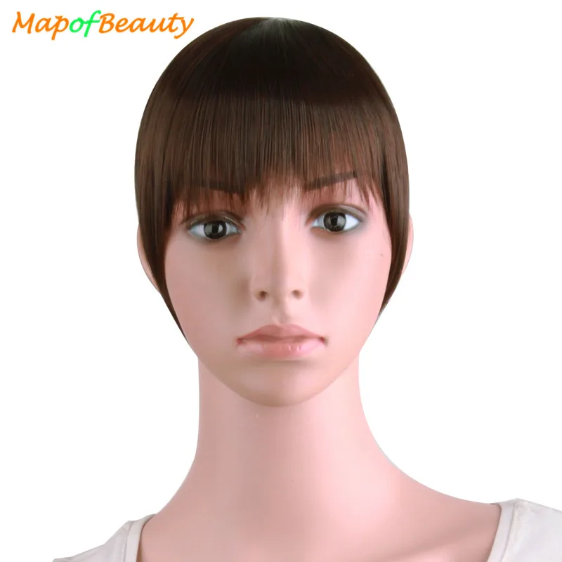 MapofBeauty натуральные тупые челки на клипсах темно светло коричневые черные