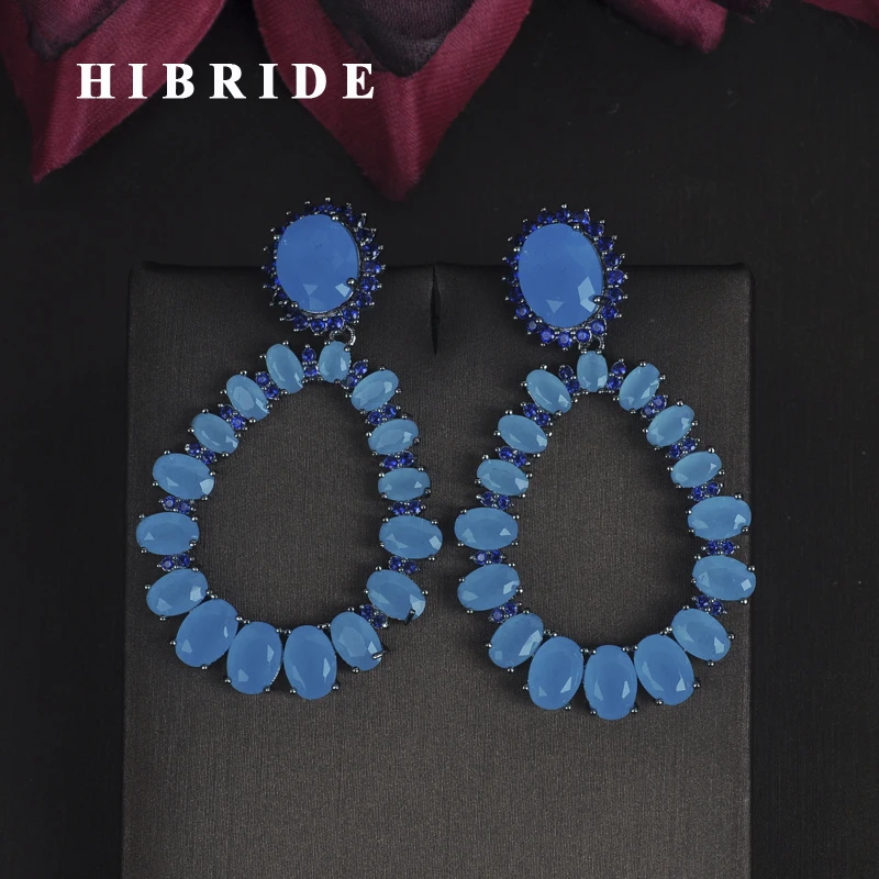 Женские серьги подвески с голубым камнем в виде фианита|earrings for|dropping earrings for