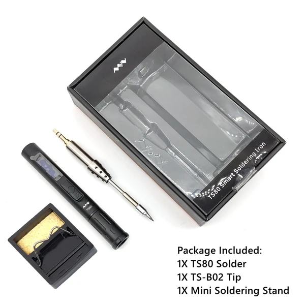 TS-B02 Standaed Kit Mini TS80 Portable Electric Soldering Iron Adjustable Temperature Digital Solder Station OLED Display USB Type C Power Jack - Цвет: TS-B02 Standaed Kit