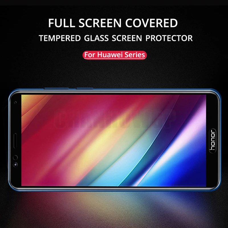 Закаленное стекло с полным покрытием для Huawei Honor 7A 7C Pro V9 V8 Y5 Y6 Prime 2018 Y7 2017 Mate SE Nova 2i 2s