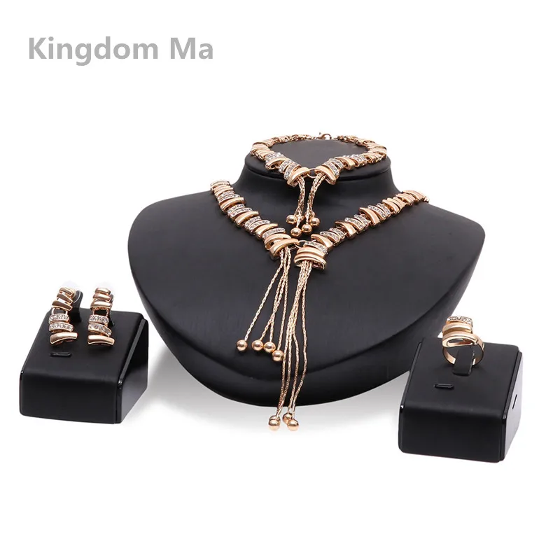 Женский Свадебный комплект украшений Kingdom Ma ювелирных золотого цвета в