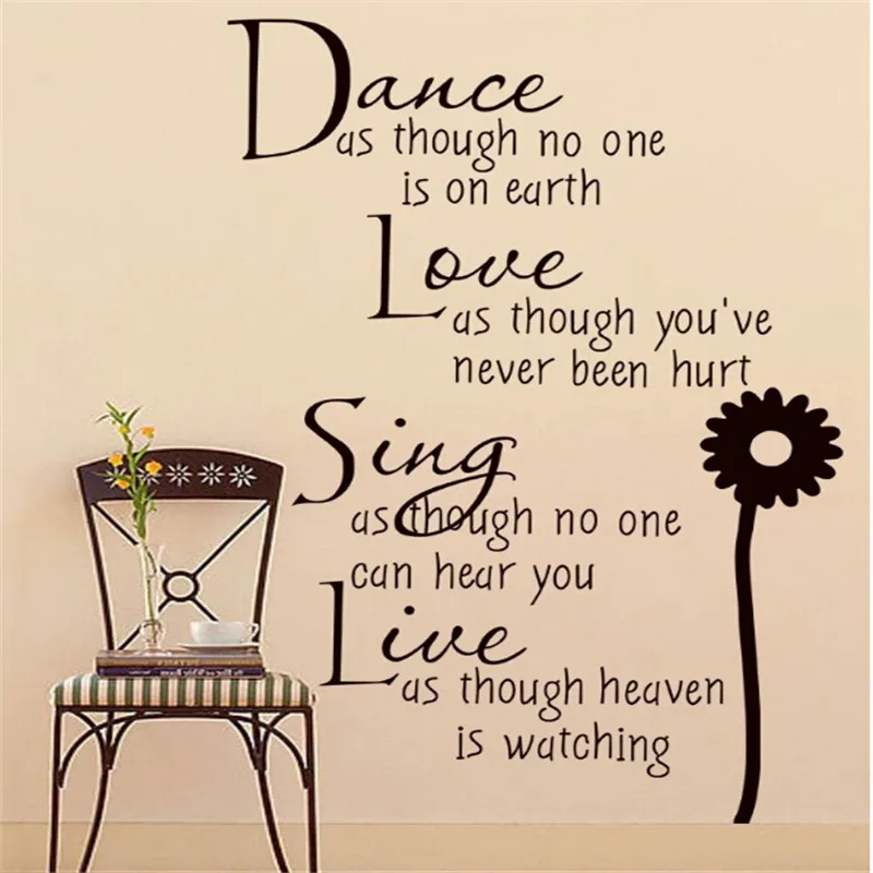 Виниловые наклейки на стену с надписью Dance Love Sing Live настенные для дома