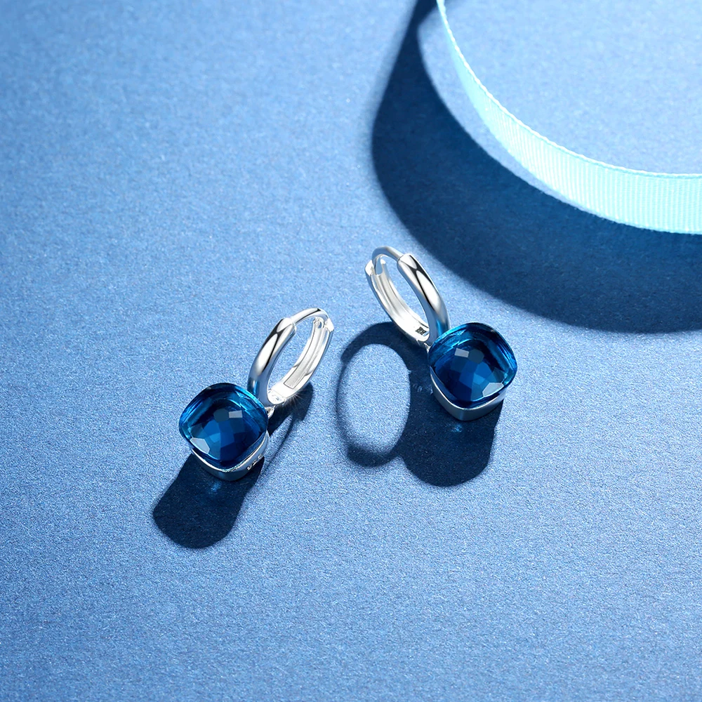 Серьги подвески из серебра 925 пробы с голубым топазом|earrings for|earrings for womenearrings women drop