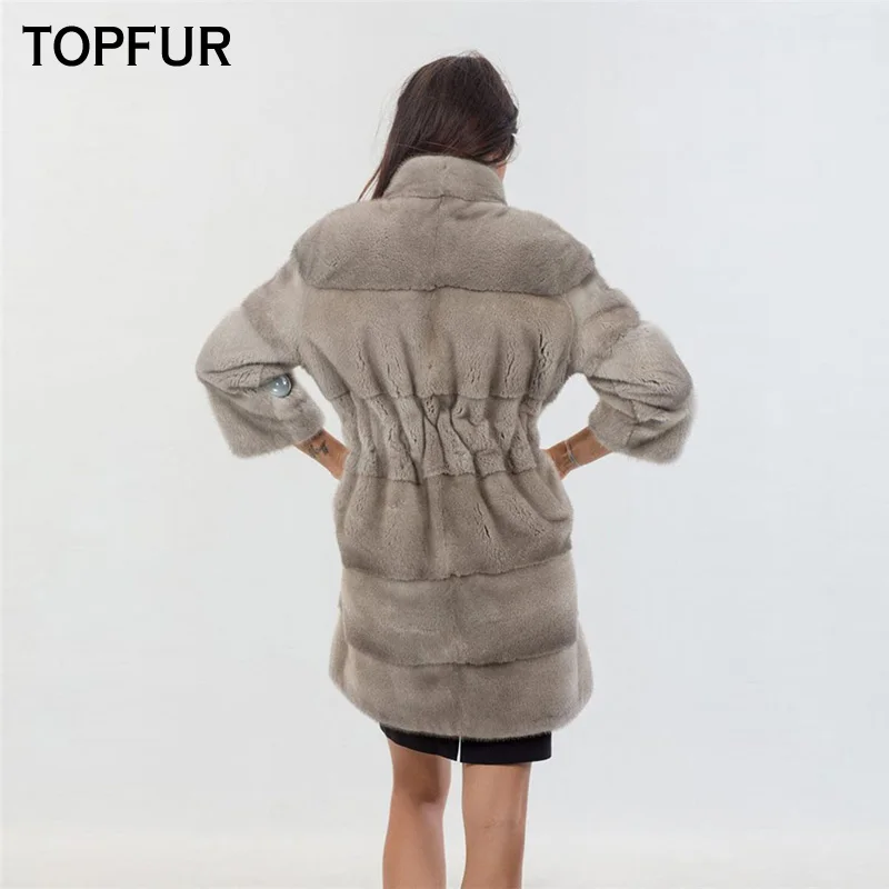 TOPFUR Fashion New Style Real Mink Fur Coat Women 2019 Winter 85 CM Long Luxury Genuine Jacket With Stand Collar Coats | Женская одежда