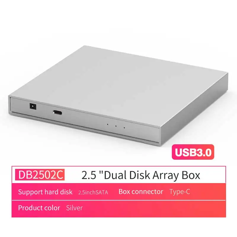 Blueendless Алюминий 2 5 &quotдвойной дисковый массив Box SATA USB 3 0 Корпус внешнего жесткого
