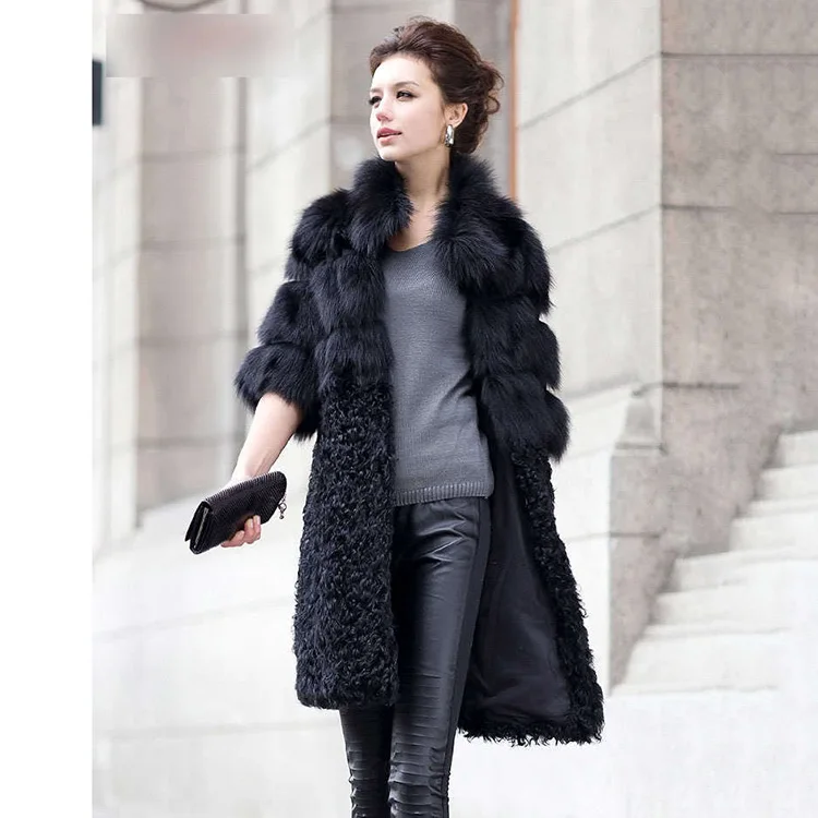 Новинка 2020 Женское зимнее пальто из натурального Лисьего меха и овечьего средней