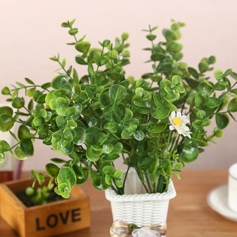 Горячая 1 шт. пластиковые эвкалиптовые растения искусственные листья Флорес