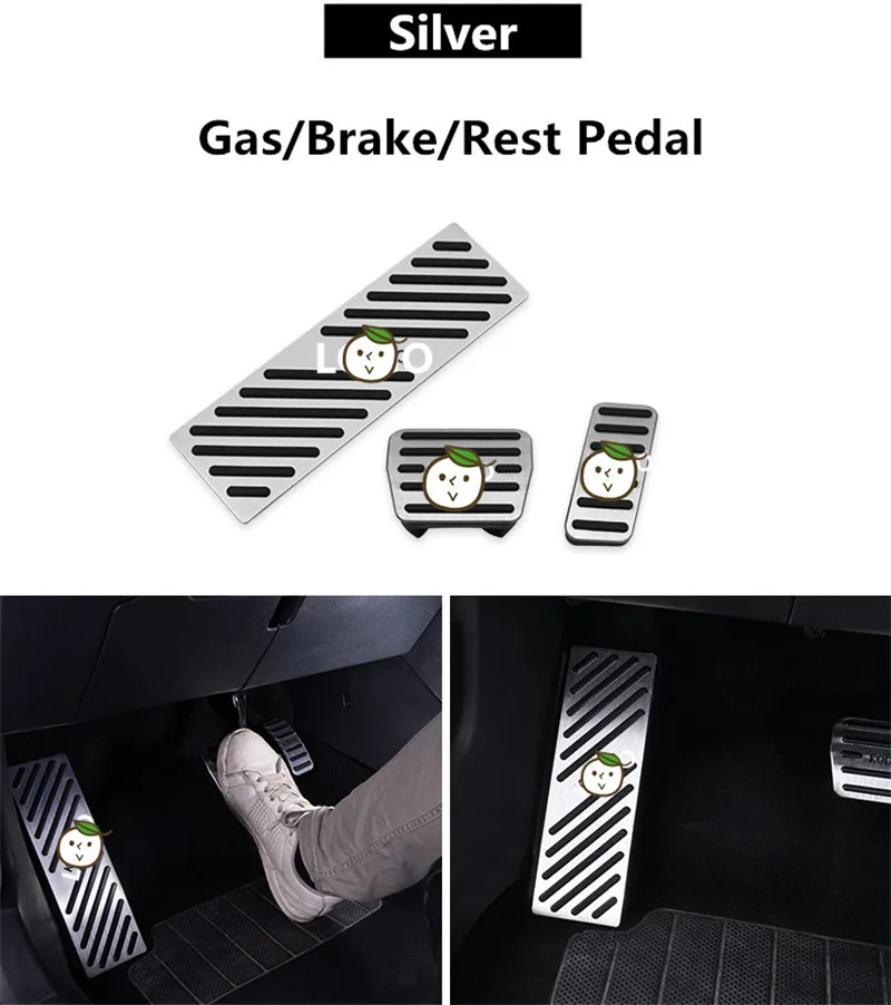 Silver 3Pcs 3 шт., алюминиевый сплав, автомобильный Стайлинг, акселератор, газ, педаль тормоза, для Skoda Kodiaq, противоскользящие педали, накладки, накладки - Название цвета: Silver 3Pcs