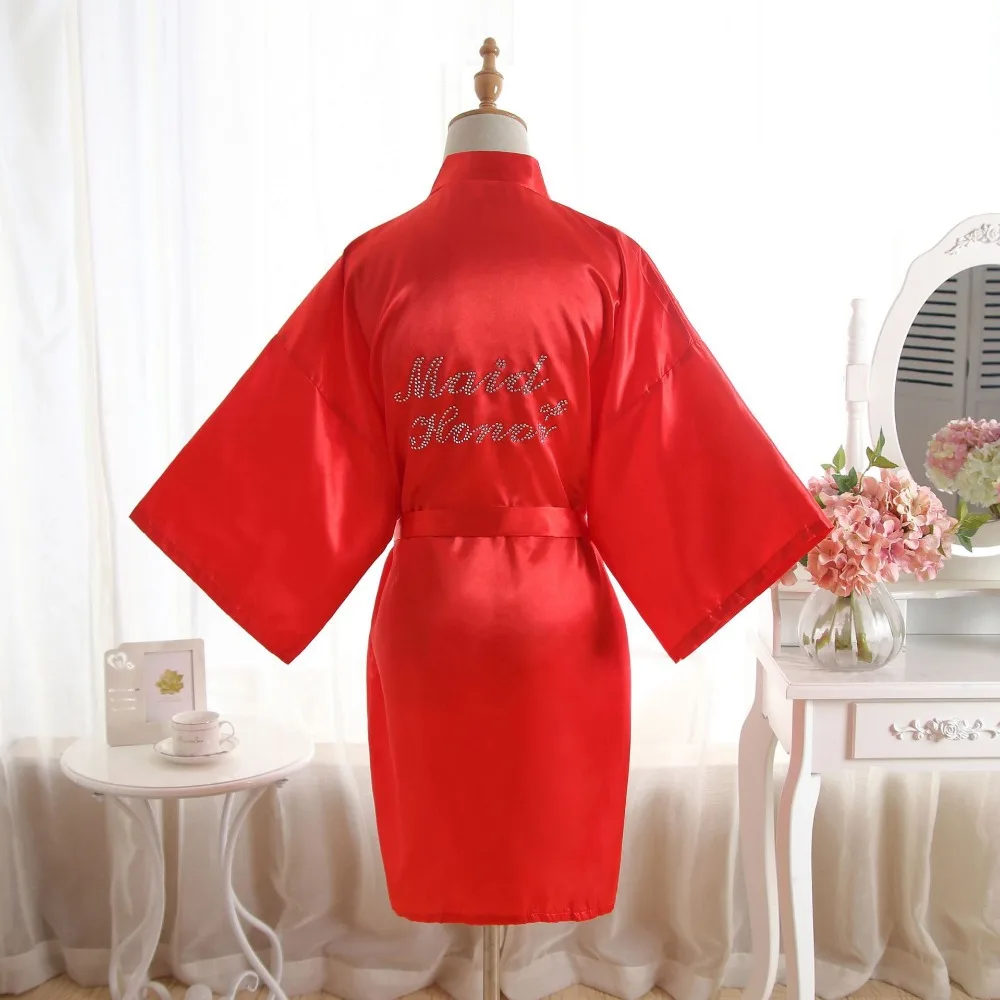 

Модный Шелковый халат подружки невесты, сексуальное женское Короткое атласное свадебное кимоно, халаты, одежда для сна, ночная рубашка, жен...