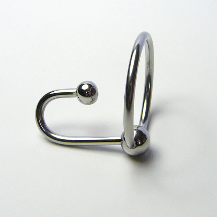 Кольцо на член из нержавеющей стали с двойным шариком и пробкой спермы