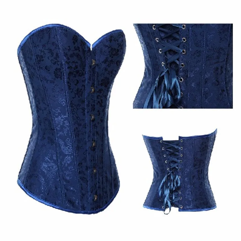 Джинсы Женские оптом Корсеты Бесплатная Доставка Моды Цветочные Дамы Синий Overbust