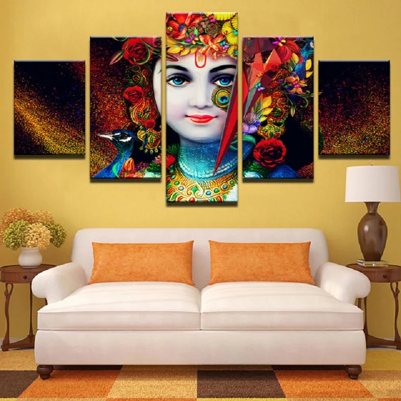

5 pcs,Full Square 5D DIY Diamond Painting India God Radha diamond Embroidery Cross Stitch Rhinestones Y2554
