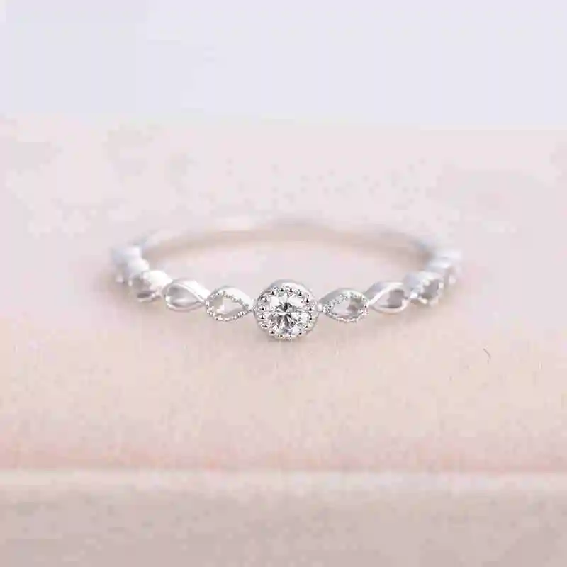 0337 Silver Tisonliz Изящные полые кольца с цирконием и кристаллами, розовые золотые, серебряные кольца, массивные ювелирные изделия для женщин, ювелирные изделия,, Прямая поставка - Цвет основного камня: 0337 Silver