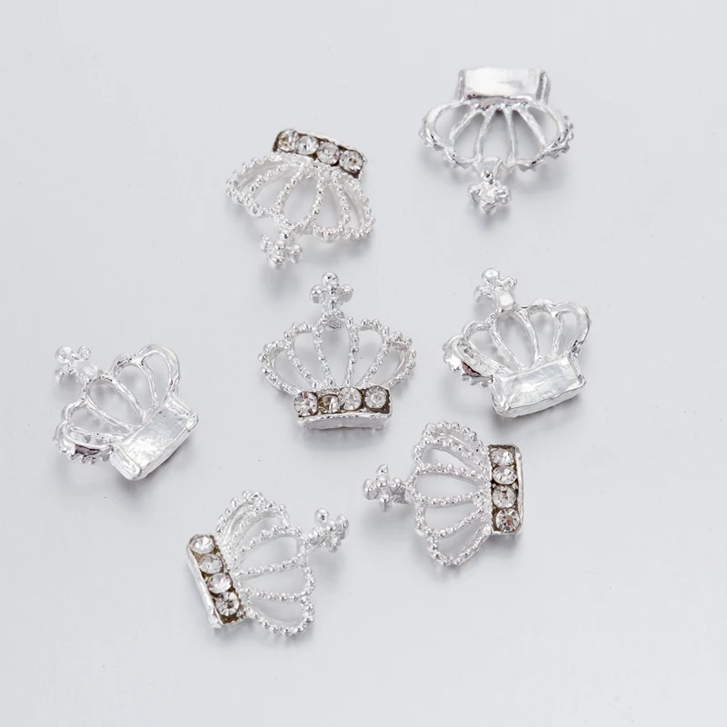 10 шт. 3D нейл арта украшения металлический блеск Корона Стразы для ногтей Подвески