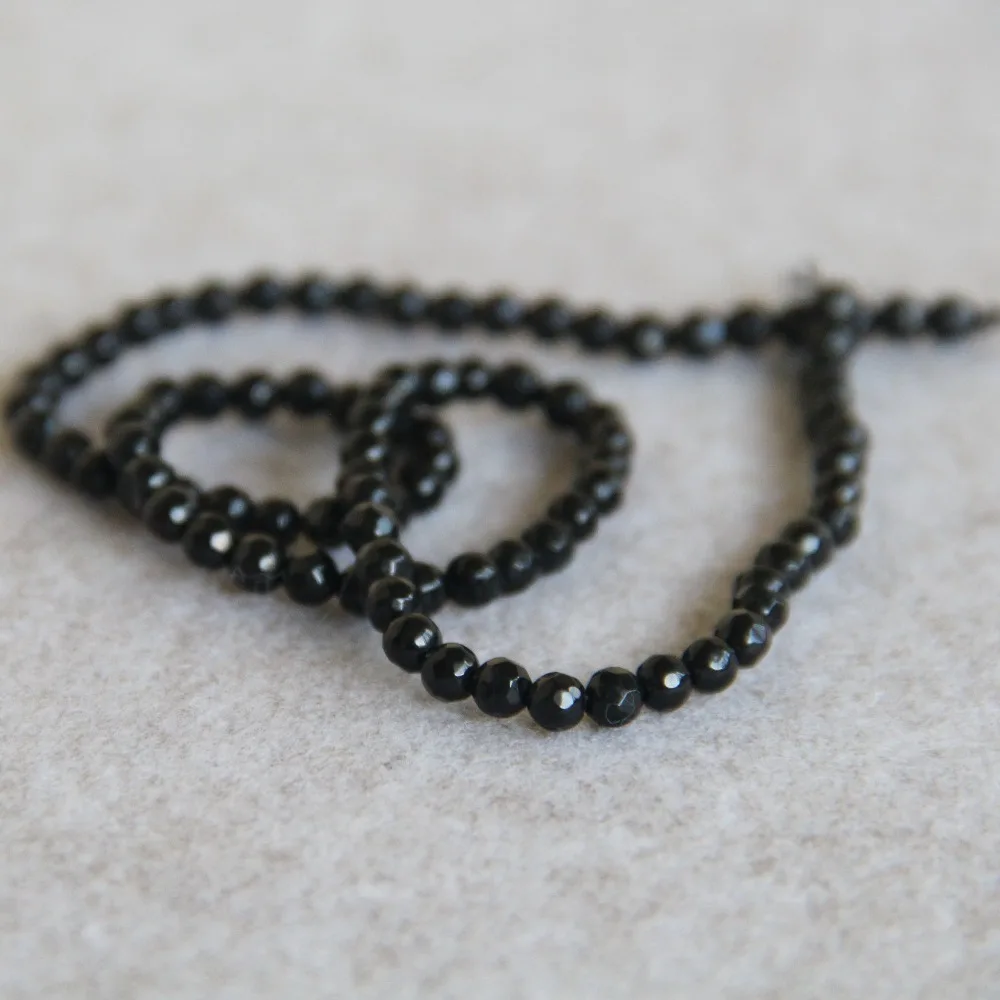 (Минимальный заказ 1) 4 мм модные черные граненые Новые Натуральные бусины Оникс