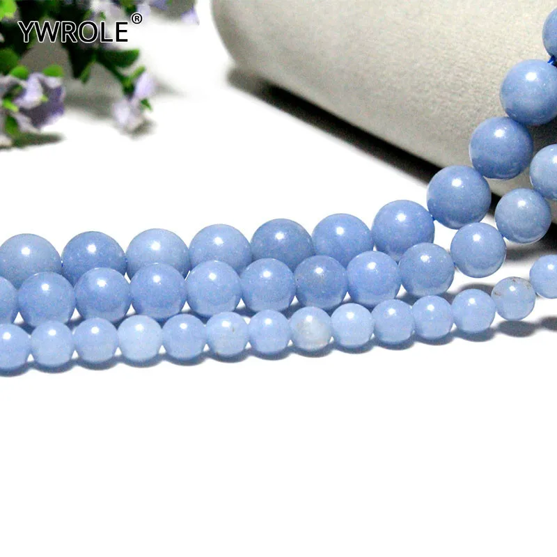 AAA + 100% натуральные синие ангелитовые круглые каменные бусины для изготовления