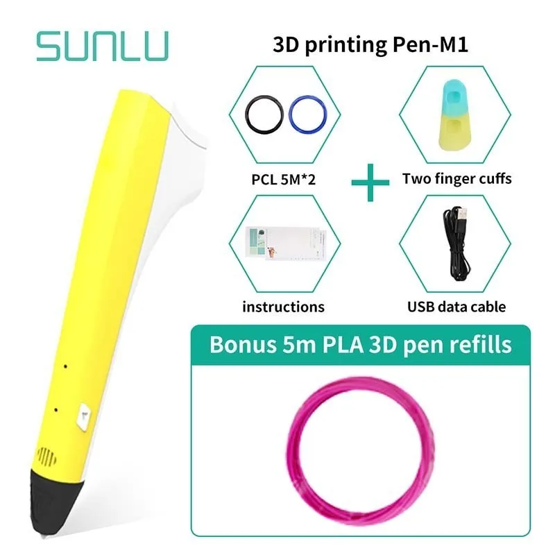 Низкотемпературная 3d печатающая ручка SUNLU с поддержкой PCL/PLA филамента для детей